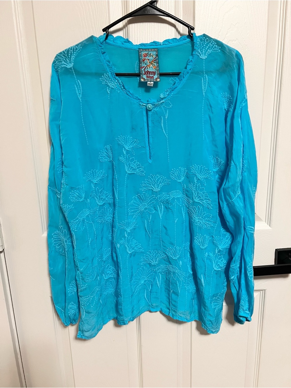 Johnny Was Daisy Arianda Sz M Embroidered Boho Long-Sleeve Tunic Top - Picture 2 of 8